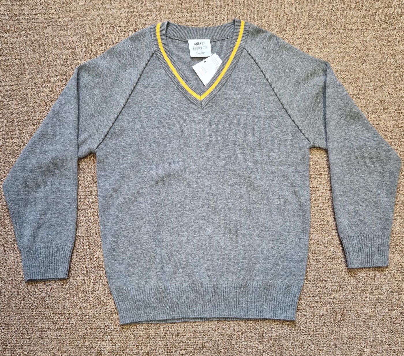 Grey V Neck Jumper With Gold Band - Years 4 to 9 !!!!! SALE 1/3 OFF ...